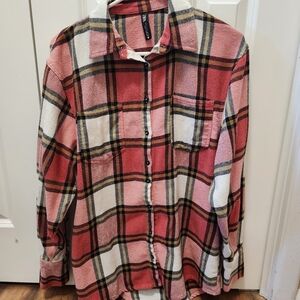 Zara Pink and Brown Plaid Shirt